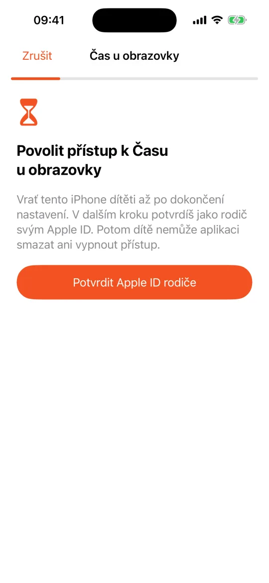 iPhone dítěte: povolit přístup k Času u obrazovky