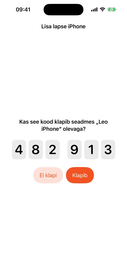 Mõlemad iPhone'id näitavad sama 6-kohalist koodi
