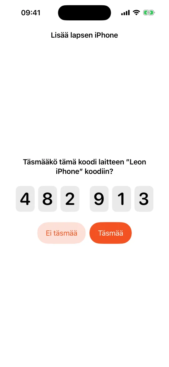 Molemmat iPhonet näyttävät saman 6-numeroisen koodin