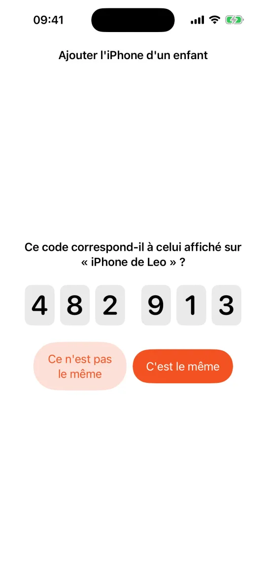 Les deux iPhone affichent le même code à 6 chiffres