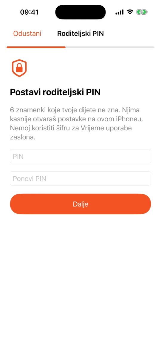 iPhone djeteta: postavi roditeljski PIN