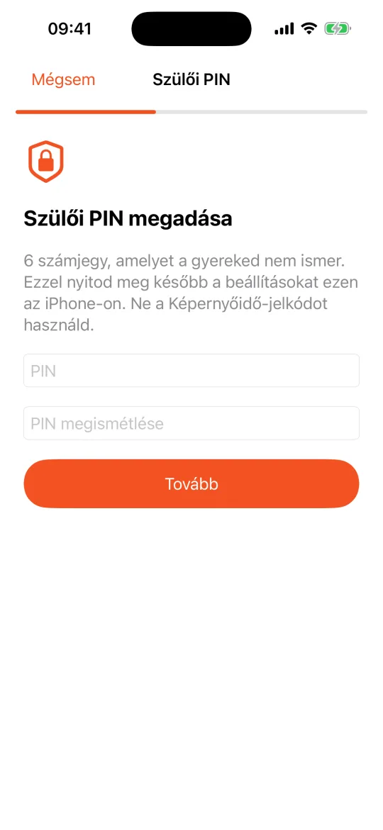 Gyerek-iPhone: szülői PIN megadása