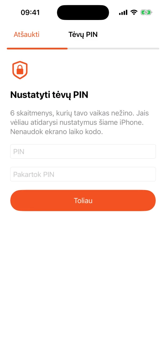Vaiko iPhone: nustatyti tėvų PIN kodą