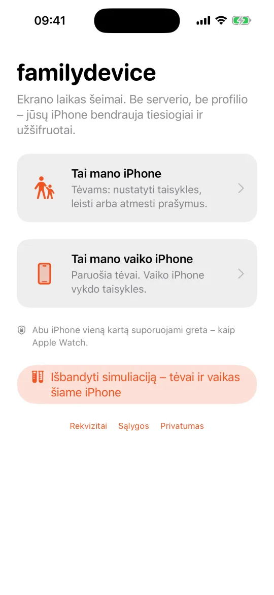 Pradžios ekranas: Tai mano iPhone / Tai mano vaiko iPhone