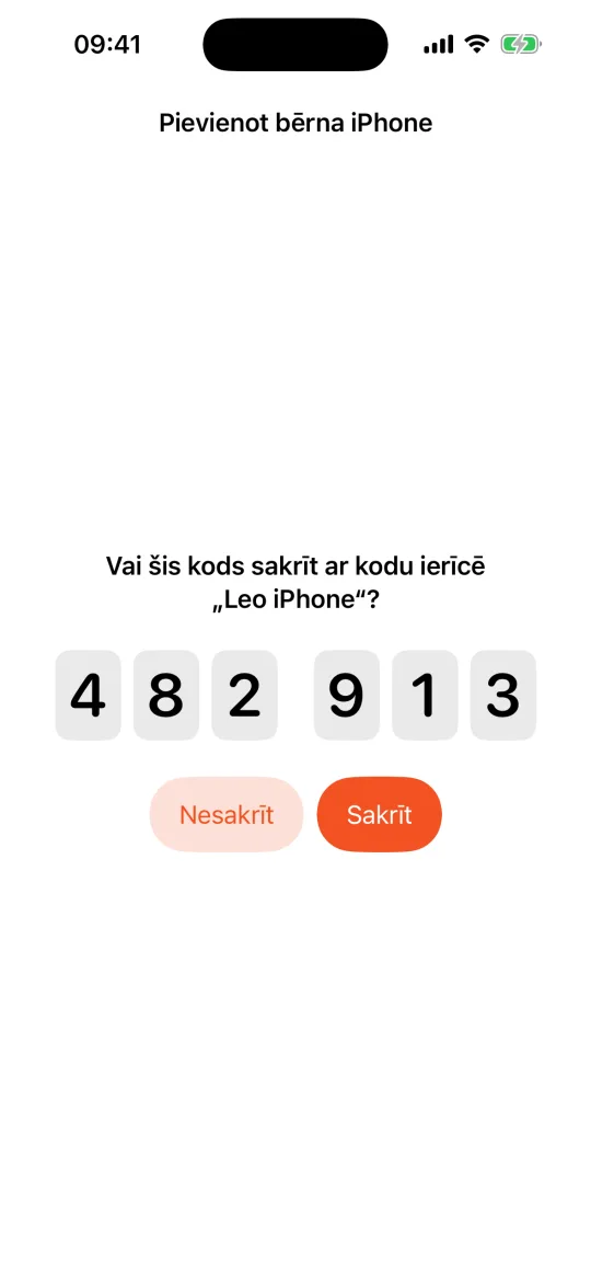 Abi iPhone rāda vienu un to pašu 6 ciparu kodu