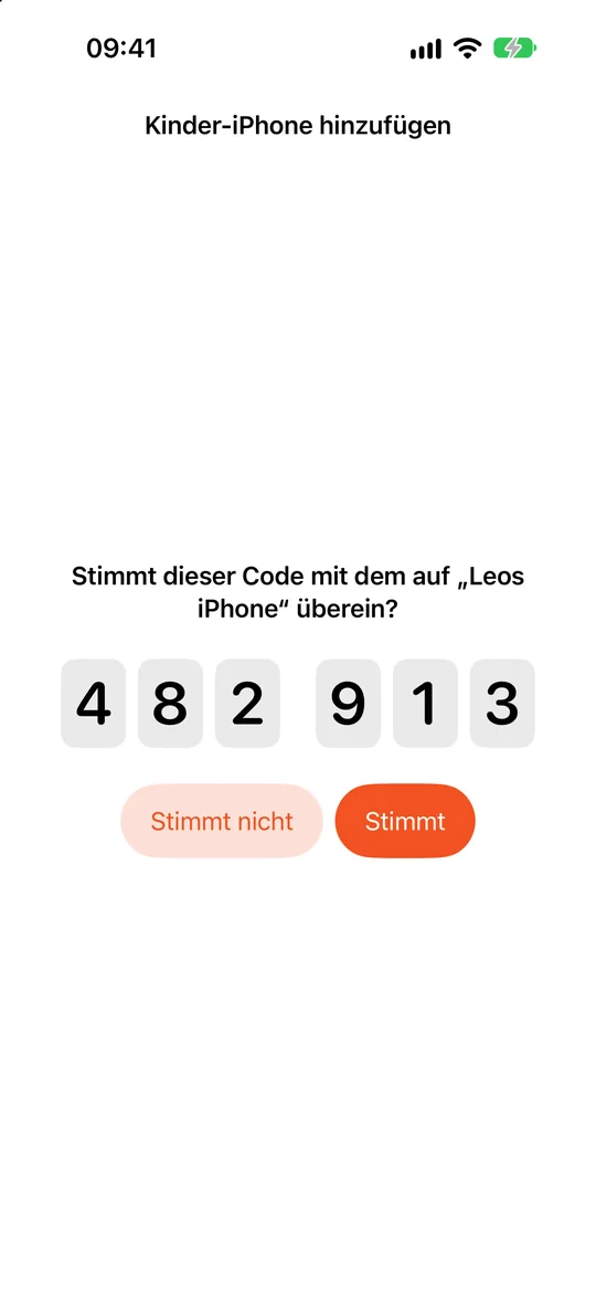 Beide iPhones zeigen denselben 6-stelligen Code