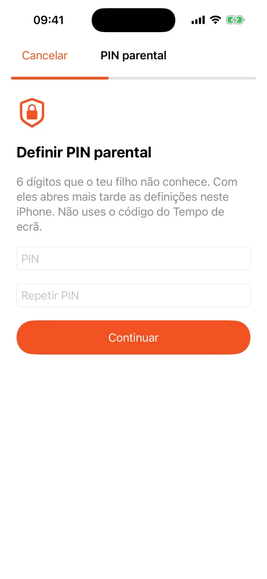 iPhone da criança: definir o PIN parental