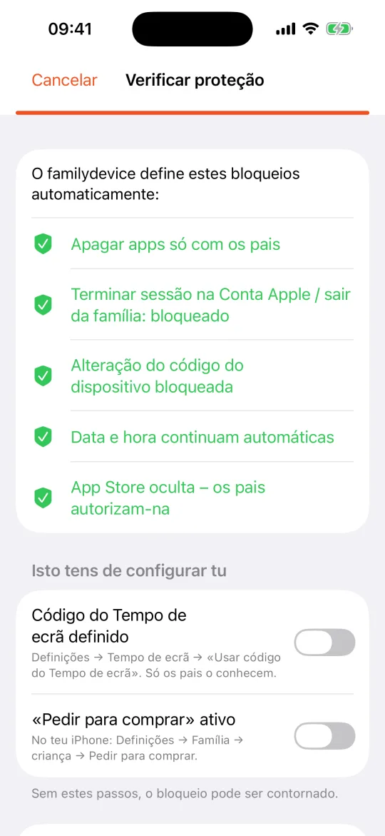 iPhone da criança: verificar a proteção