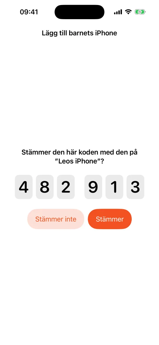 Båda iPhones visar samma 6-siffriga kod